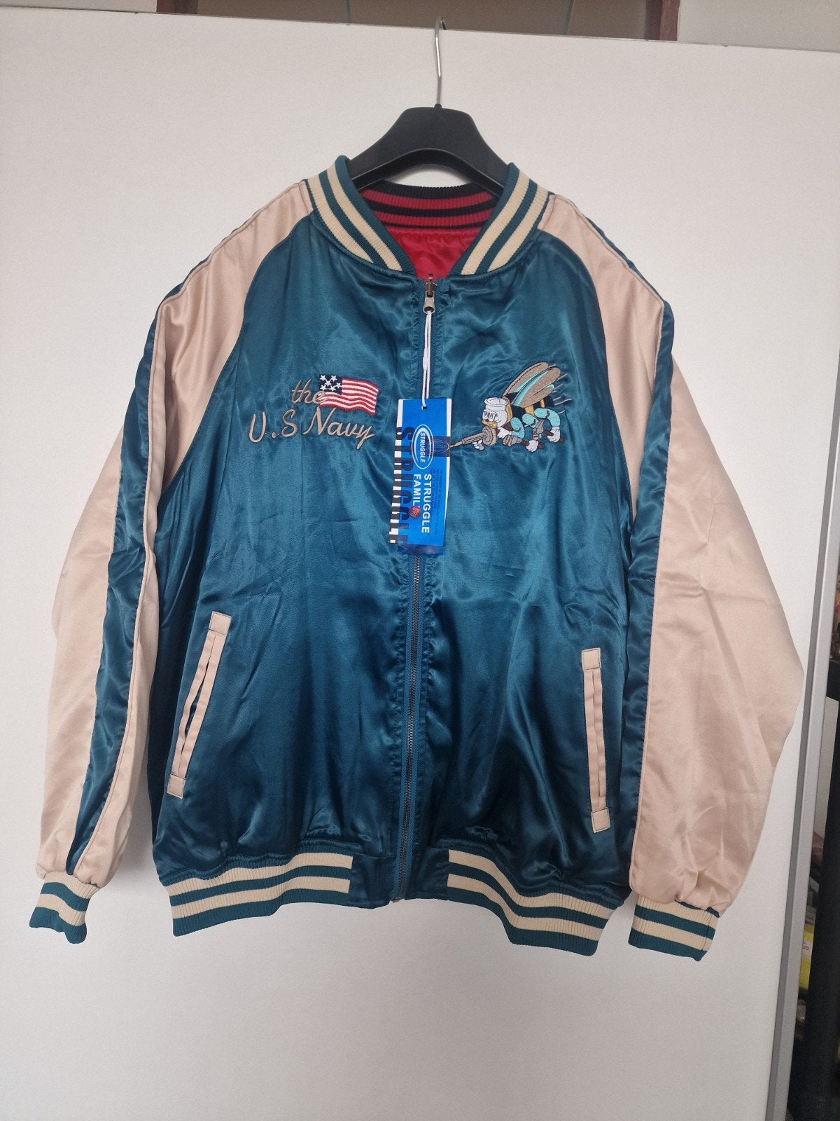 Omkeerbaar bomberjack  - U.S. Navy & Kraanvoge, Maat 52/54 (L), Meerkleurig, Nieuw, Struggle Family