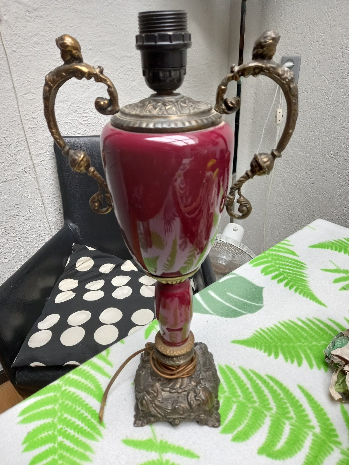 Vintage, midcentury jaren '60 rode keramieke schemerlampvoet, Gebruikt, Overige merken, Vintage, Metaal
