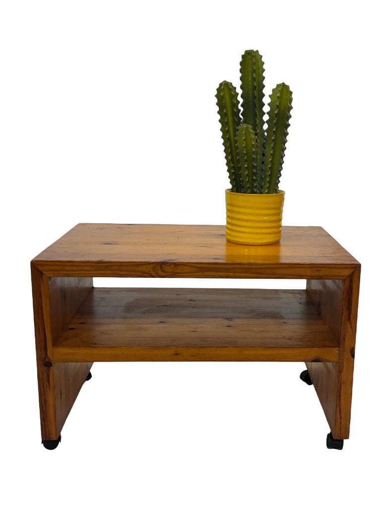 Vintage grenenhouten bijzettafel/nachtkastje jaren 70, Gebruikt, 50 tot 100 cm, Vintage, Grenenhout