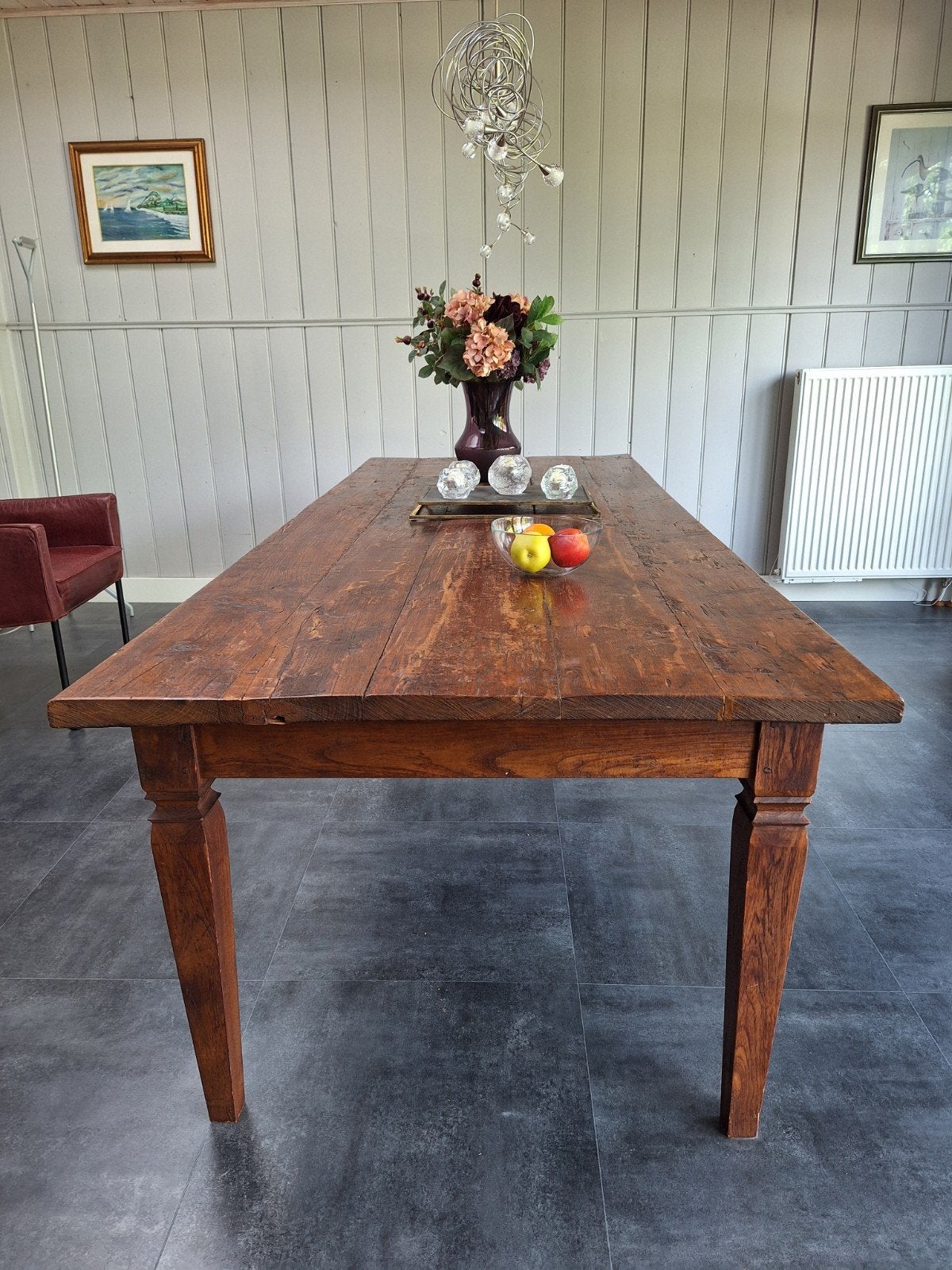 Robuuste houten eettafel - Landelijk & Industrieel, Huis en Inrichting, Ophalen, Gebruikt, 200 cm of meer, 50 tot 100 cm