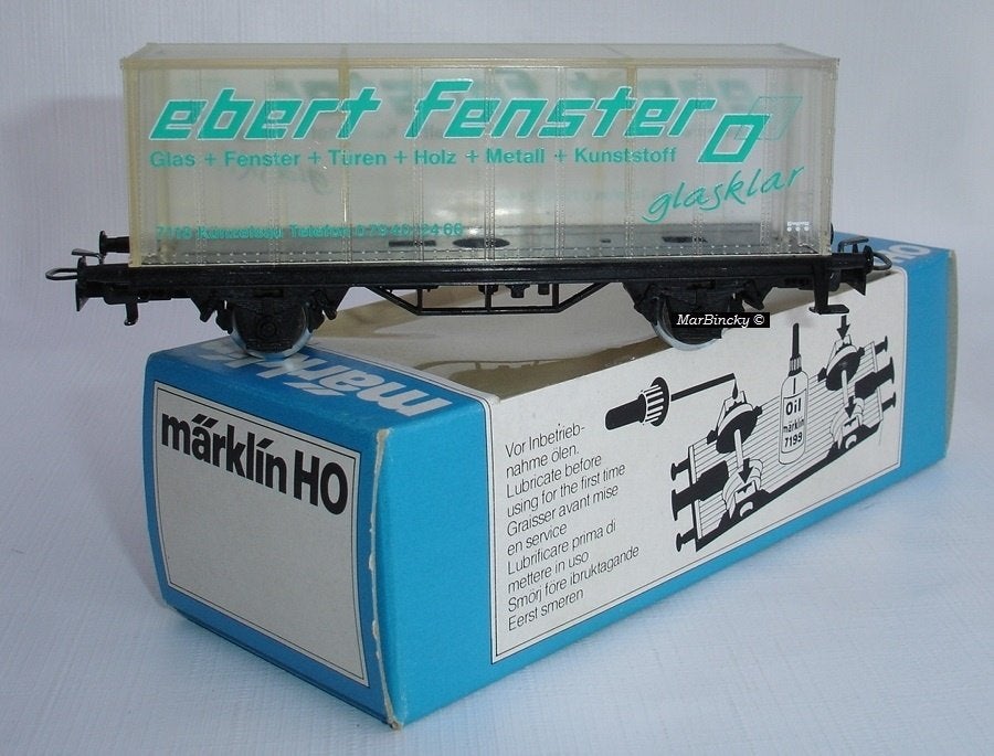 Märklin 4481 Ebert Fenster Glasklar Doorzichtige Containerwg, Wisselstroom, Wagon, Ophalen of Verzenden, Zo goed als nieuw