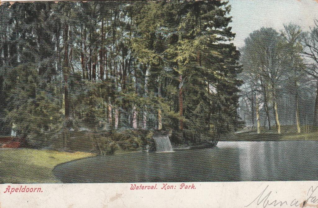 apeldoorn- waterval kon. park 1906, Ophalen of Verzenden, Voor 1920, Gelderland
