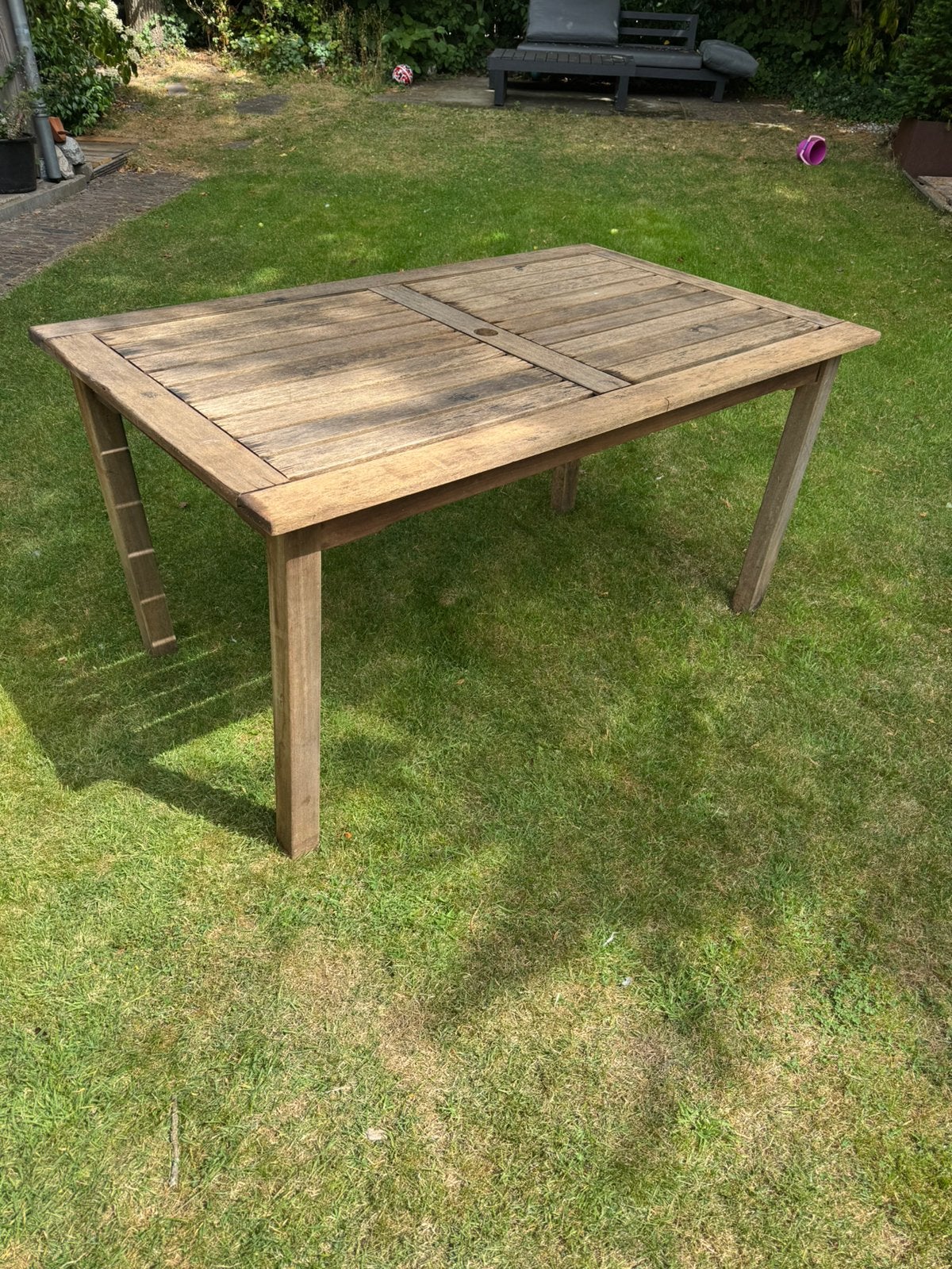 Teak houten buitentafel (L150xB90xH75cm), Ophalen, Gebruikt, Rechthoekig, Teakhout