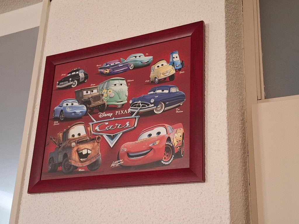 Disney Pixar Cars ingelijste poster, Verzamelen, Posters, Ophalen, Met lijst, Rechthoekig Liggend, Zo goed als nieuw