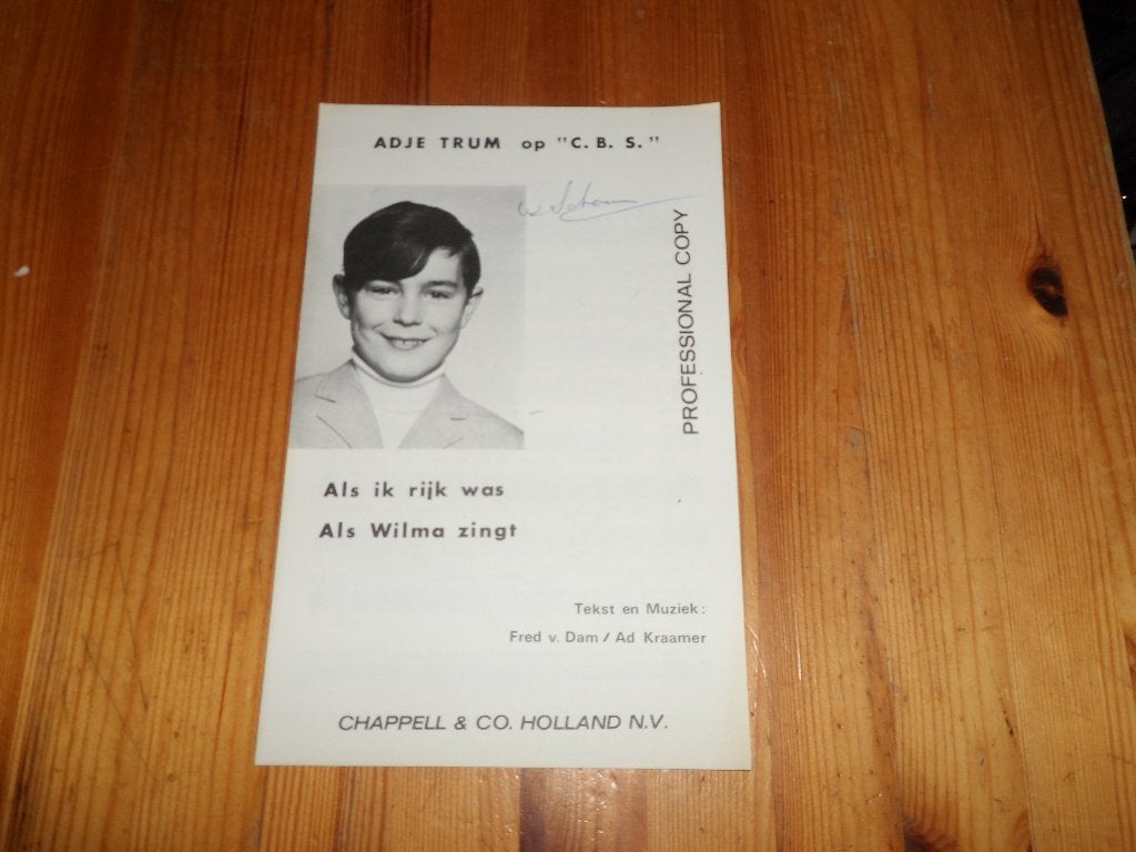 Adje trum - als ik rijk was / als wilma zingt, Gebruikt, Ophalen of Verzenden, Artiest of Componist, Populair
