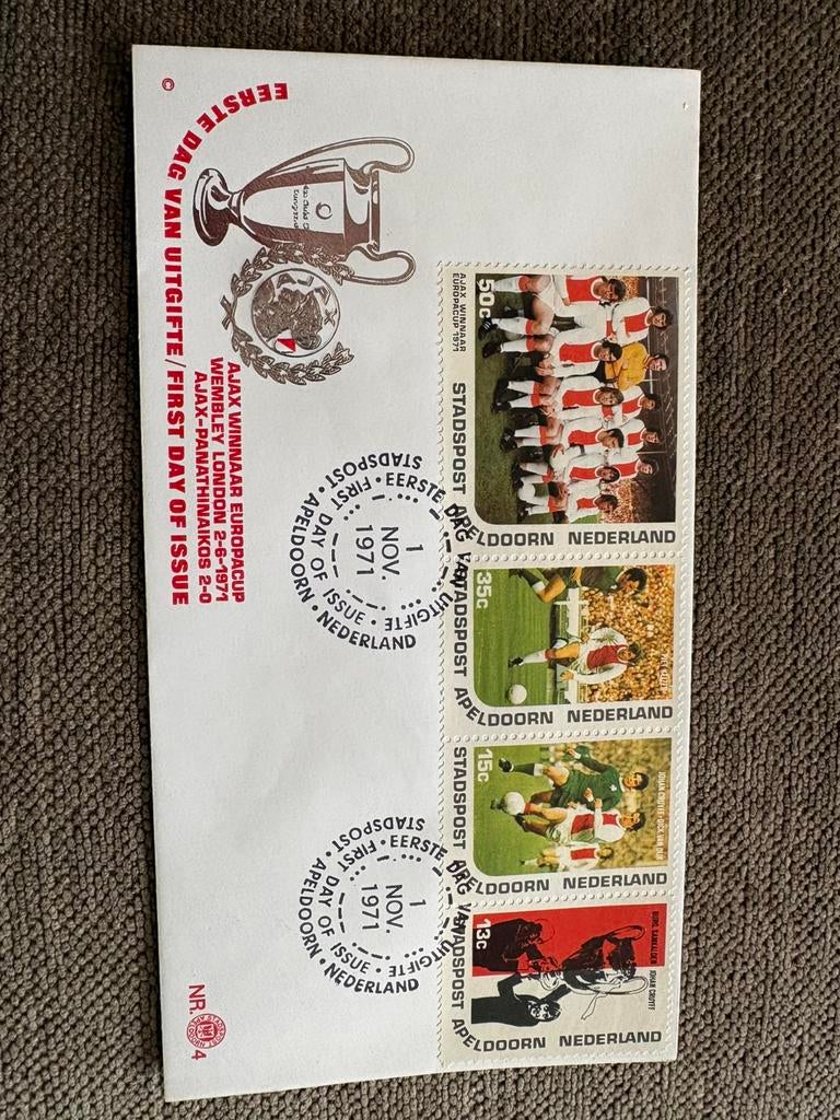 Ajax winnaar Europacup Wembley 1971 - eerste dag enveloppe, Ophalen of Verzenden