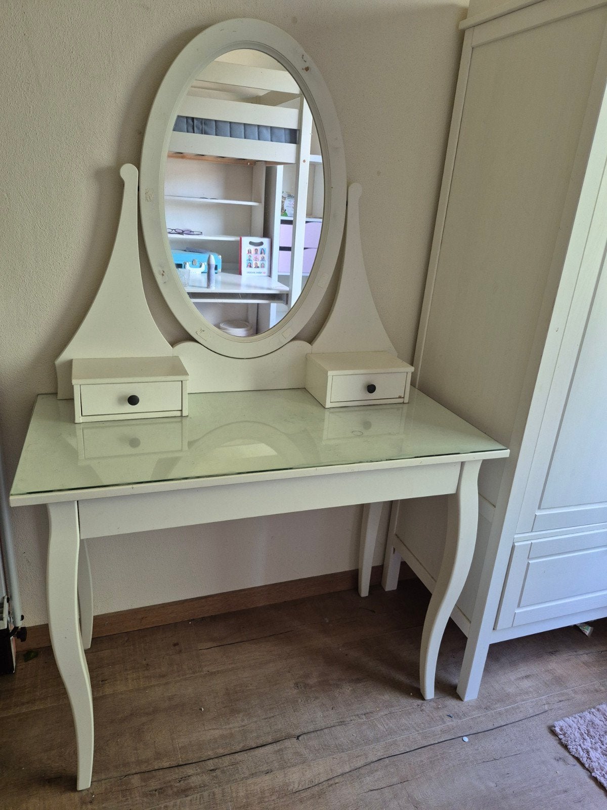 Opknapper: kaptafel met spiegel en lades, Ophalen, Gebruikt, 100 tot 150 cm, 50 tot 100 cm