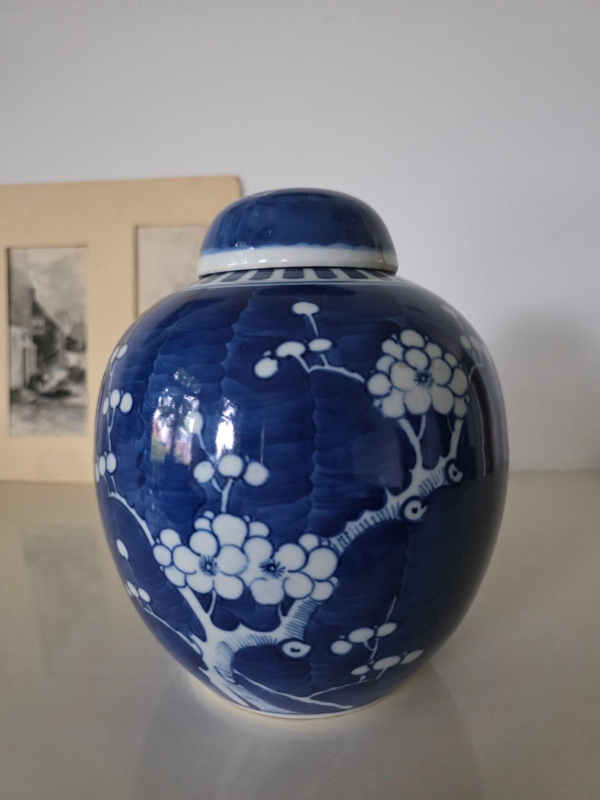 Porseleinen Chinese gemberpot met deksel, prunus decor, Ophalen of Verzenden