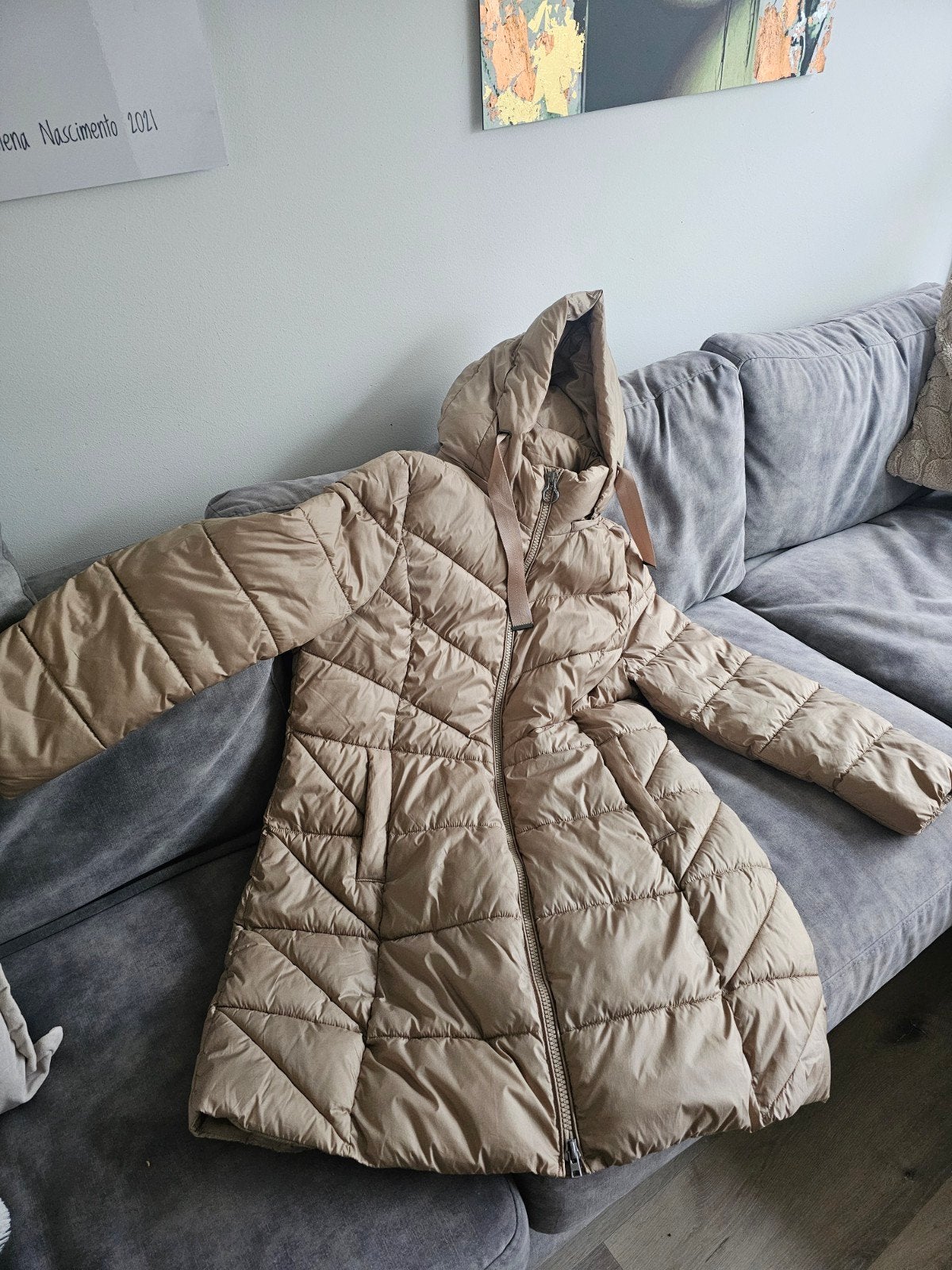 Gerry Weber, licht taupe winter jas maat 40/44, Verzenden, Beige, Maat 42/44 (L), Zo goed als nieuw