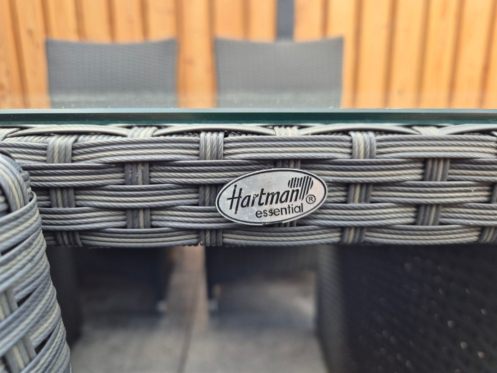 Hartman Essential Wicker Tuinset met Glazen Tafel, Tuin en Terras, Ophalen, Gebruikt, Wicker