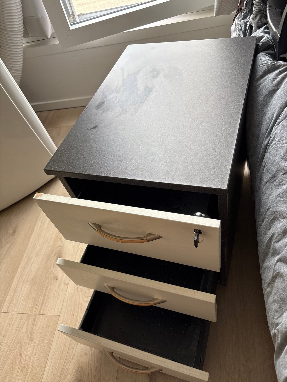 Ladeblok met 3 laden - Donkergrijs/Wit, Ophalen, Gebruikt, 3 of 4 laden, 50 tot 75 cm
