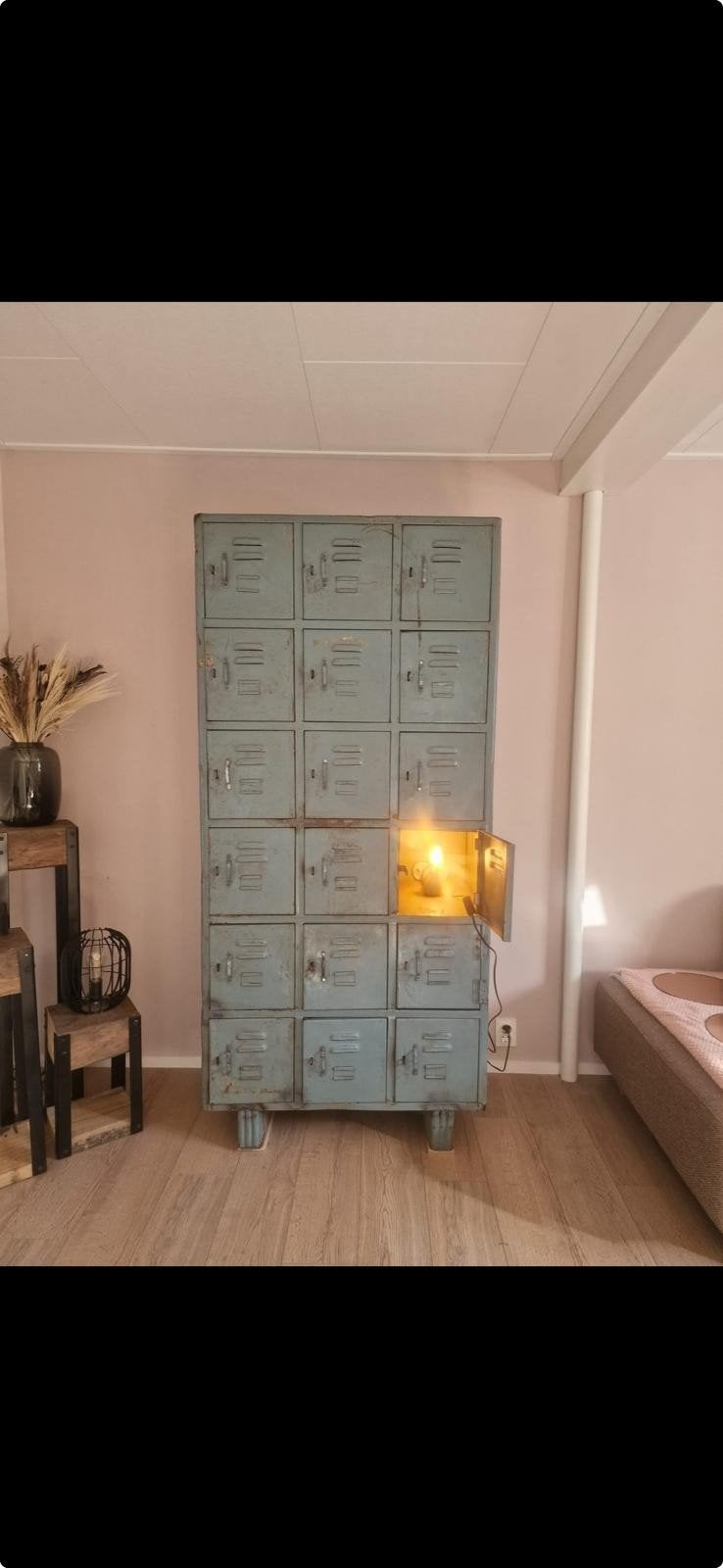 Lockerkast India blauw groen kast industrieel, Ophalen of Verzenden, Gebruikt