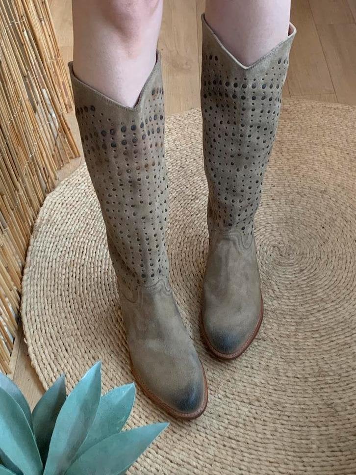 Frye hoge cowboylaarzen 39 western boots bohemian laarzen, Kleding | Dames, Schoenen, Hoge laarzen, -, Beige, -