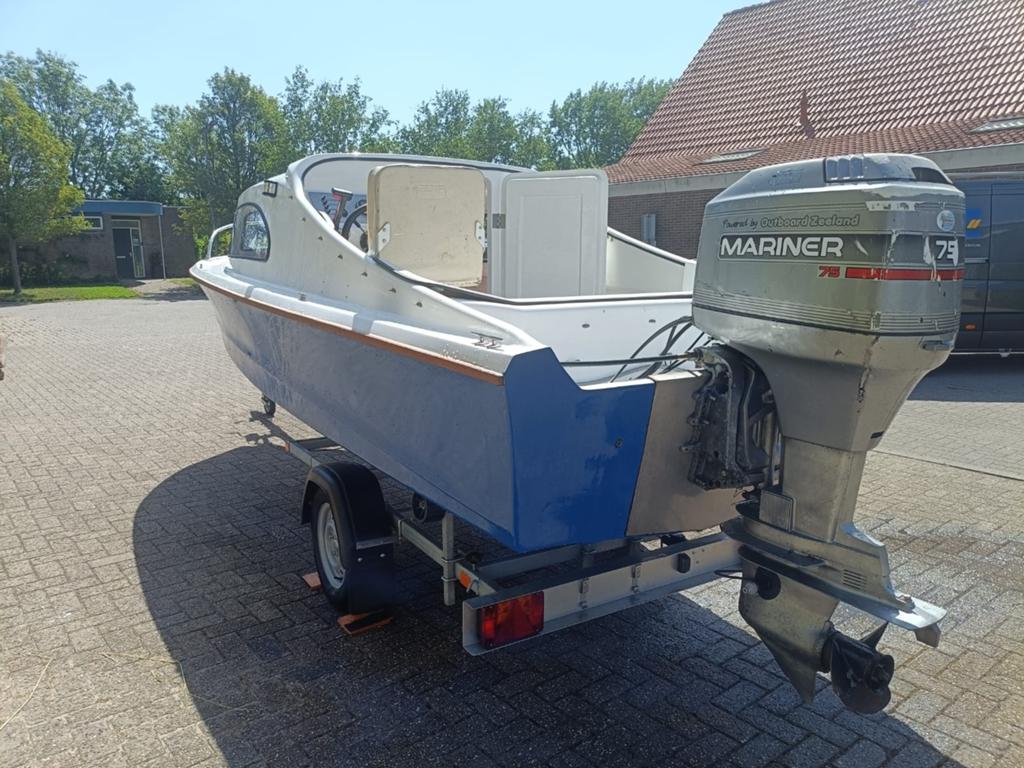Shetland 535 met mariner 75pk buitenboordmotor en trailer, Watersport en Boten, Ophalen, Shetland, Buitenboordmotor