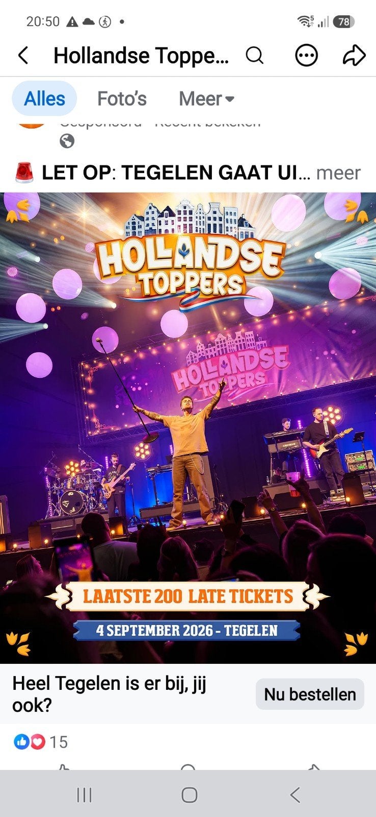 Hollandse toppers 4 september Tegelen, Tickets en Kaartjes, Twee personen
