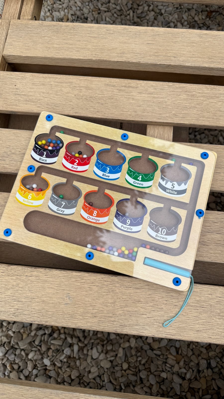 Houten magnetisch doolhof spel met kralen, Ophalen of Verzenden, Zo goed als nieuw, Overige typen