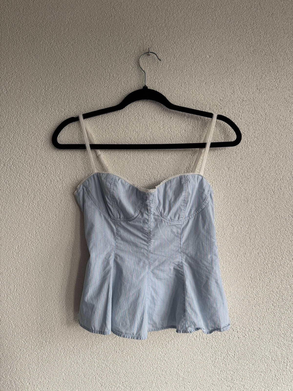 Zara popeline gestreepte bustier top, Blauw, Zara, Ophalen of Verzenden, Zo goed als nieuw