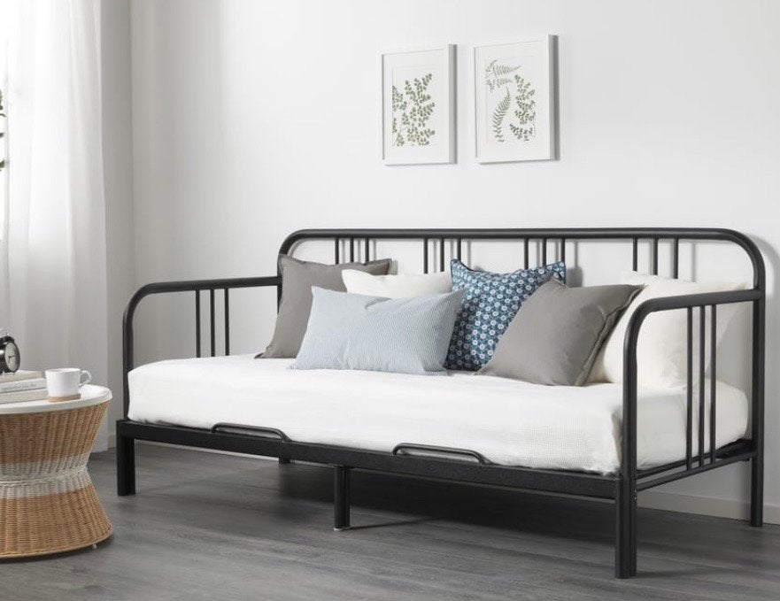 IKEA Fyresdal uitschuifbaar bed - Zwart metalen frame, Ophalen, Zwart, Tweepersoons, 200 cm