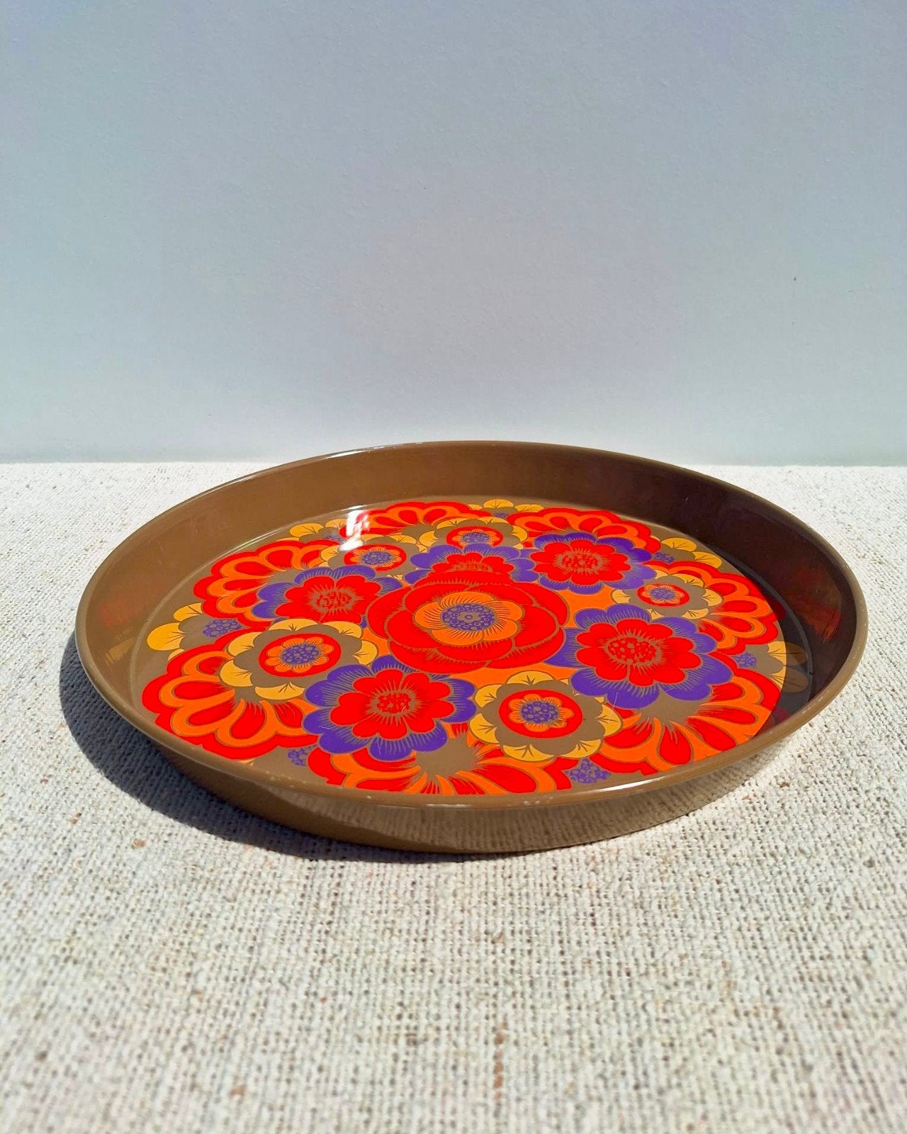 Vintage dienblad Worchester Ware oranje rode paarse bloemen, Ophalen of Verzenden, X, X, X