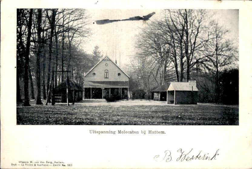 Hattem - Uitspanning Molecaten - Voorgevel, Ophalen of Verzenden, Voor 1920, Gelopen, Gelderland