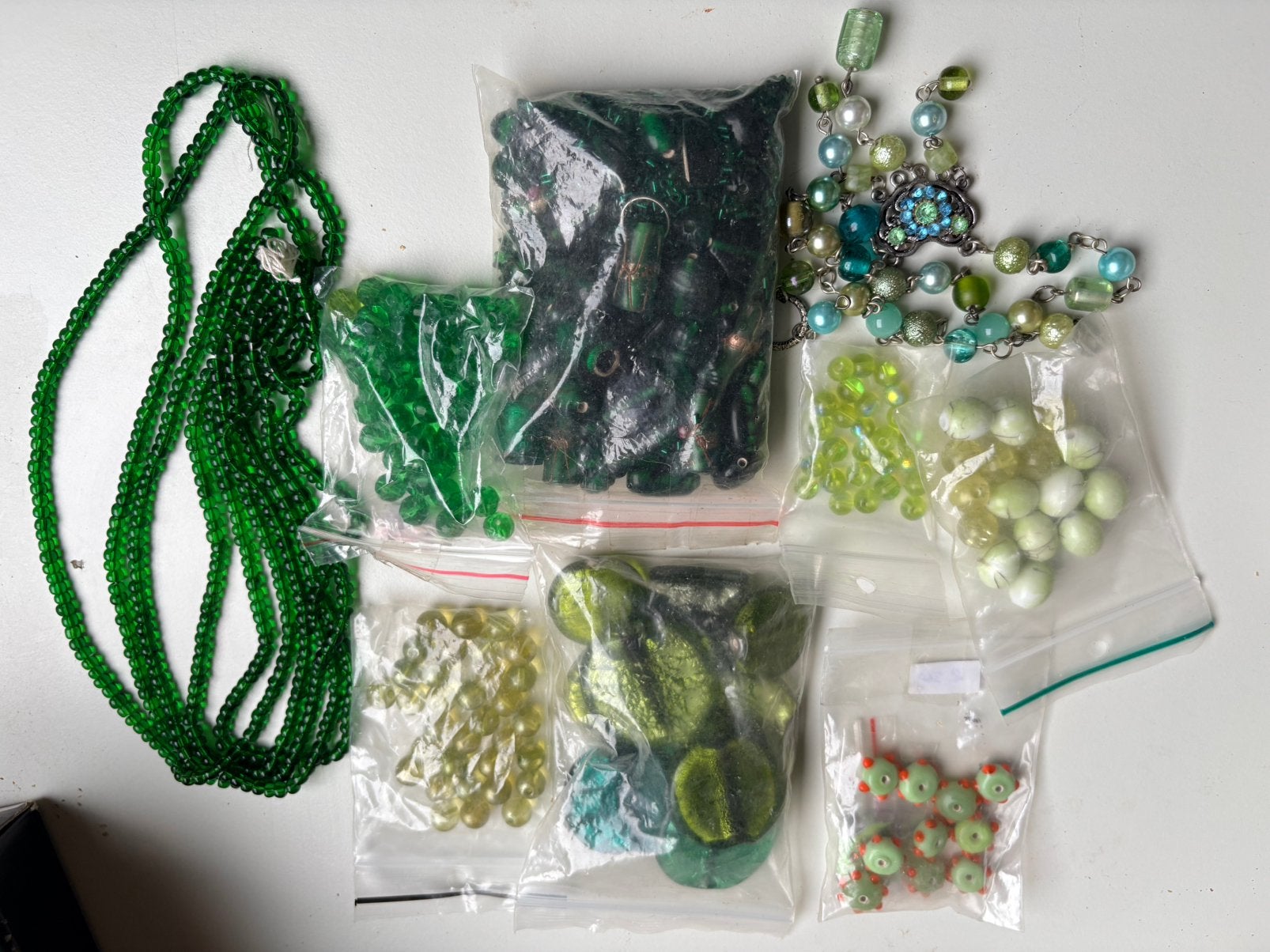 Set groene kralen, Ophalen of Verzenden, Zo goed als nieuw, Kraal