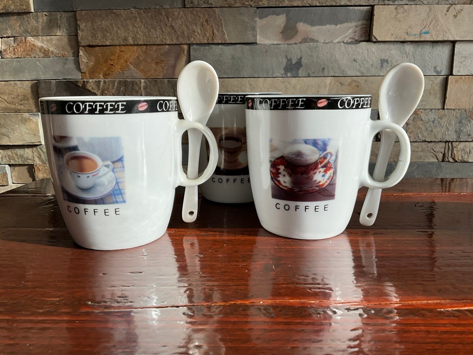 Set van 3 Siaki koffiebekers met elk een unieke opdruk, Ophalen of Verzenden