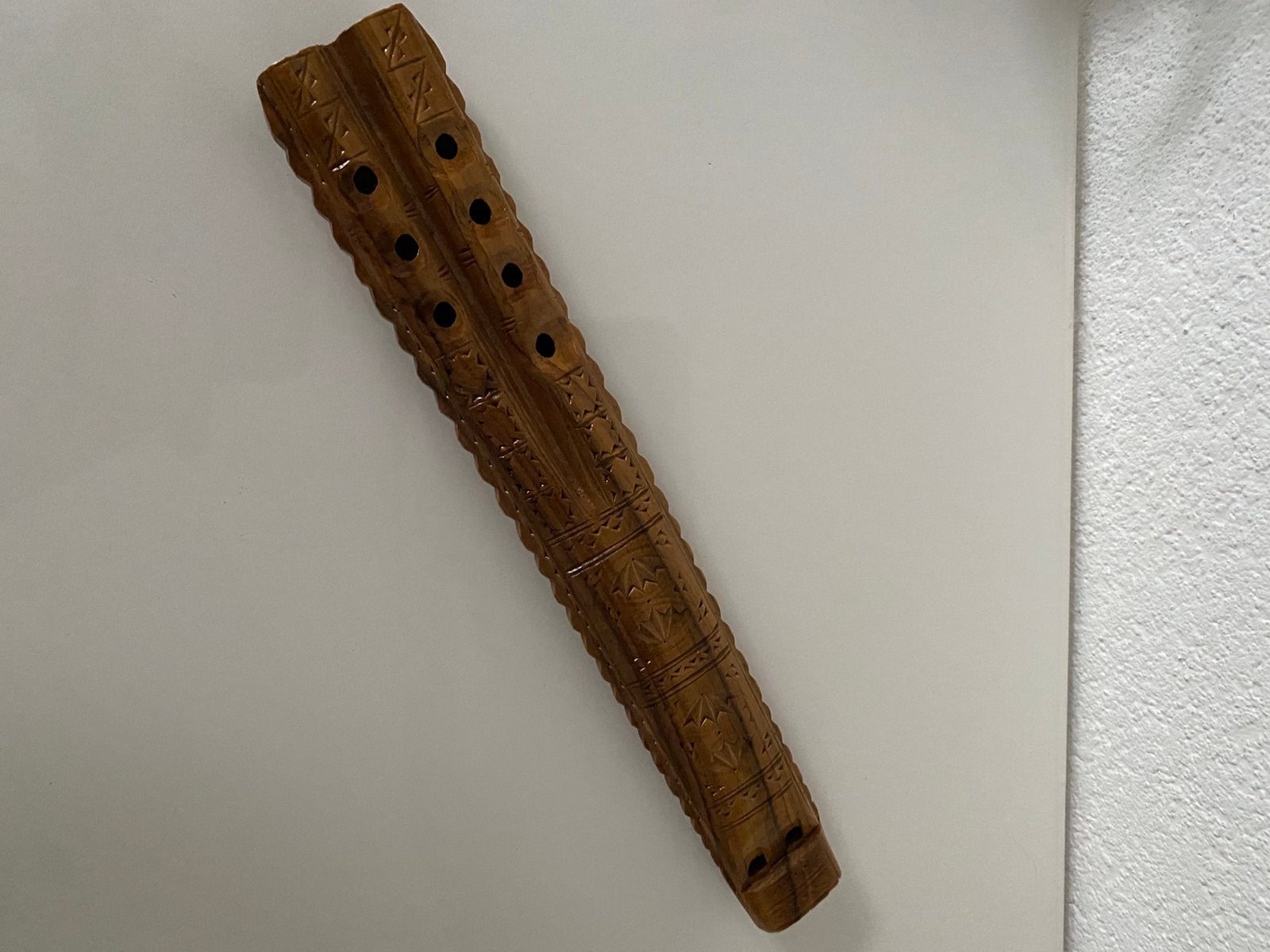 Dubbele fluit, Dvojnice, bewerkt hout, Balkan, Ophalen
