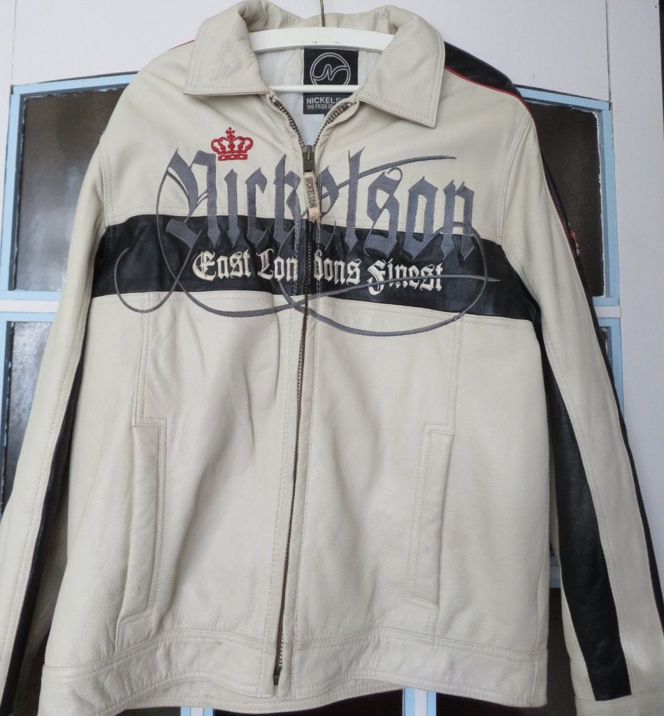 NICKELSON * MOTORJACK LEER * Wit Maat M / L *, Wit, Nickelson, Gedragen, Verzenden