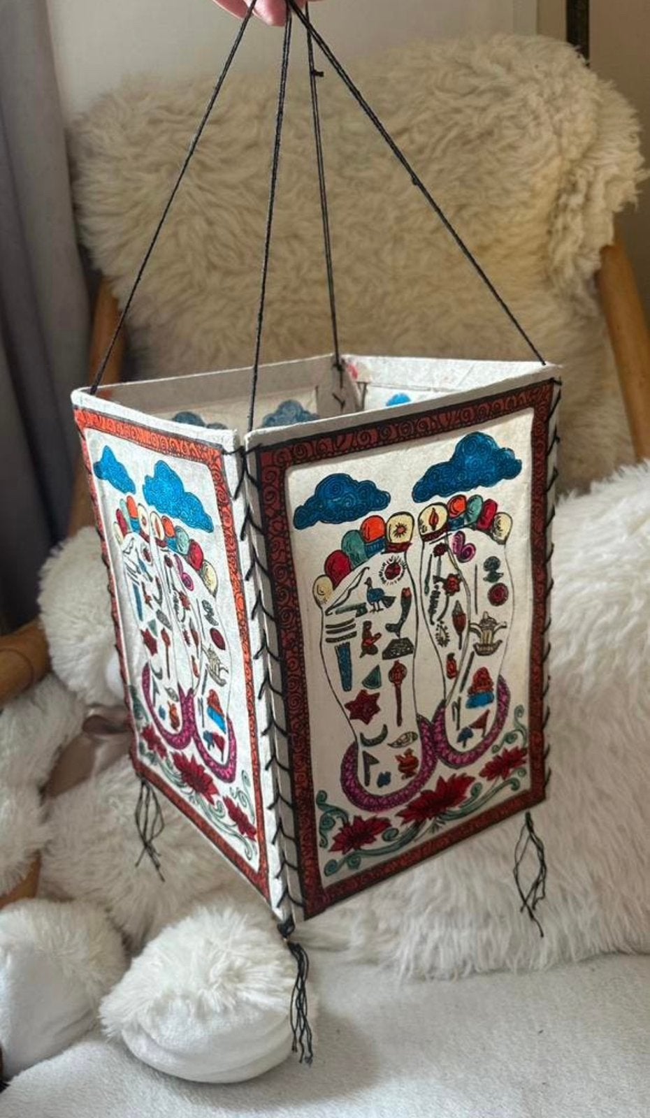 Handgemaakte hanglamp – Boeddha voet | Tantra | India, Ophalen of Verzenden, Nieuw