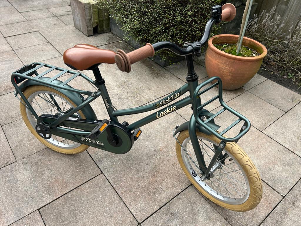 Loekie kinderfiets 16 inch - Pick-Up model, Ophalen, Gebruikt, Terugtraprem, 16 tot 20 inch