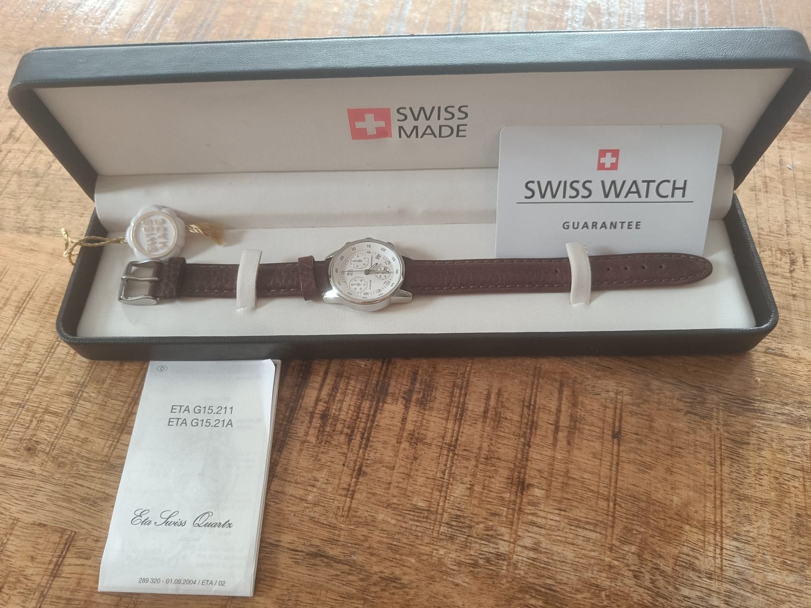 Swiss Made Chronograaf Horloge BNL 200 - Incl.Doos/Papieren, Sieraden, Tassen en Uiterlijk, Overige merken, Leer, Staal, Polshorloge