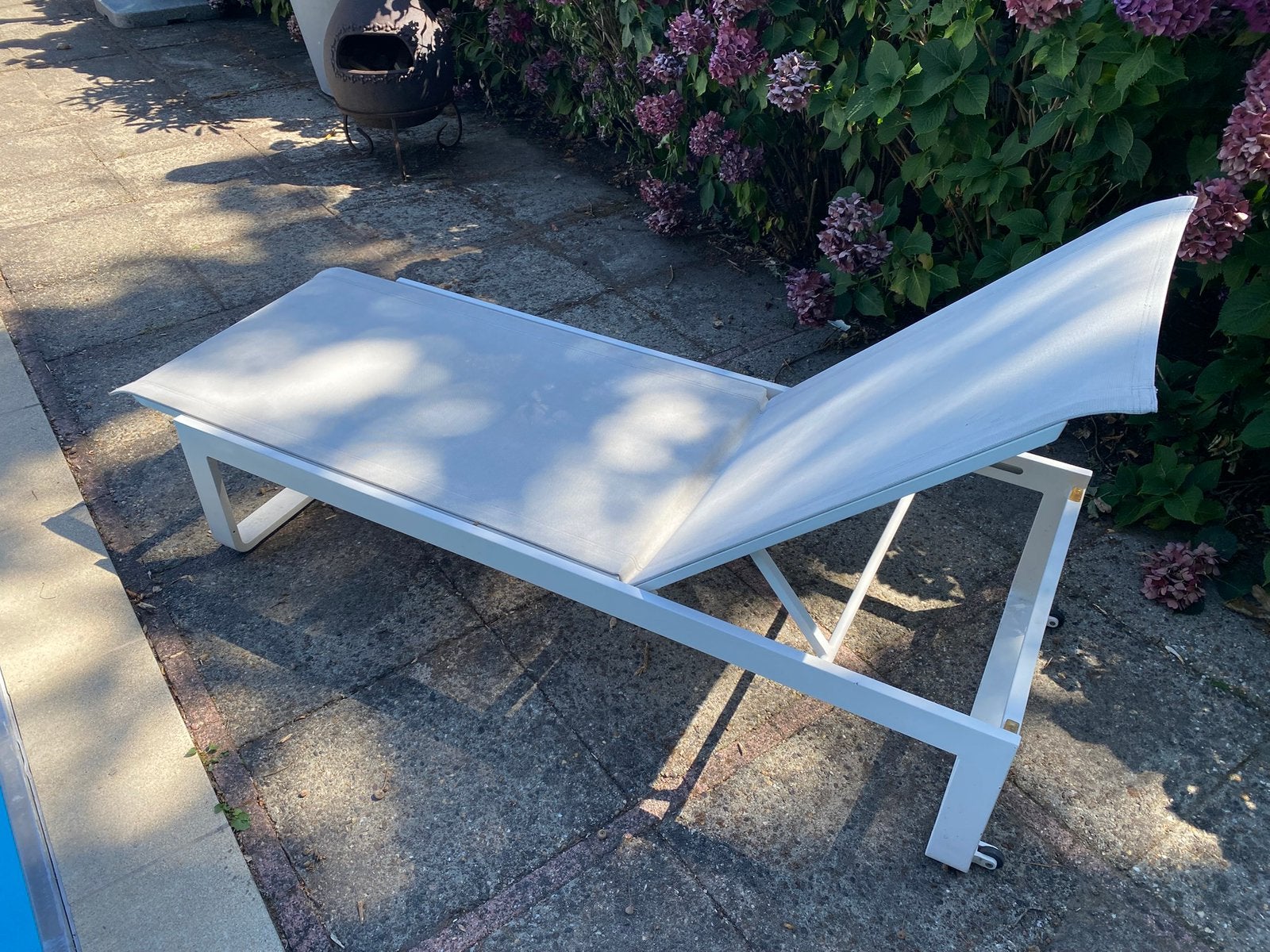 Ligbed, loungebed, wit, Ophalen, Gebruikt, Aluminium, Inklapbaar