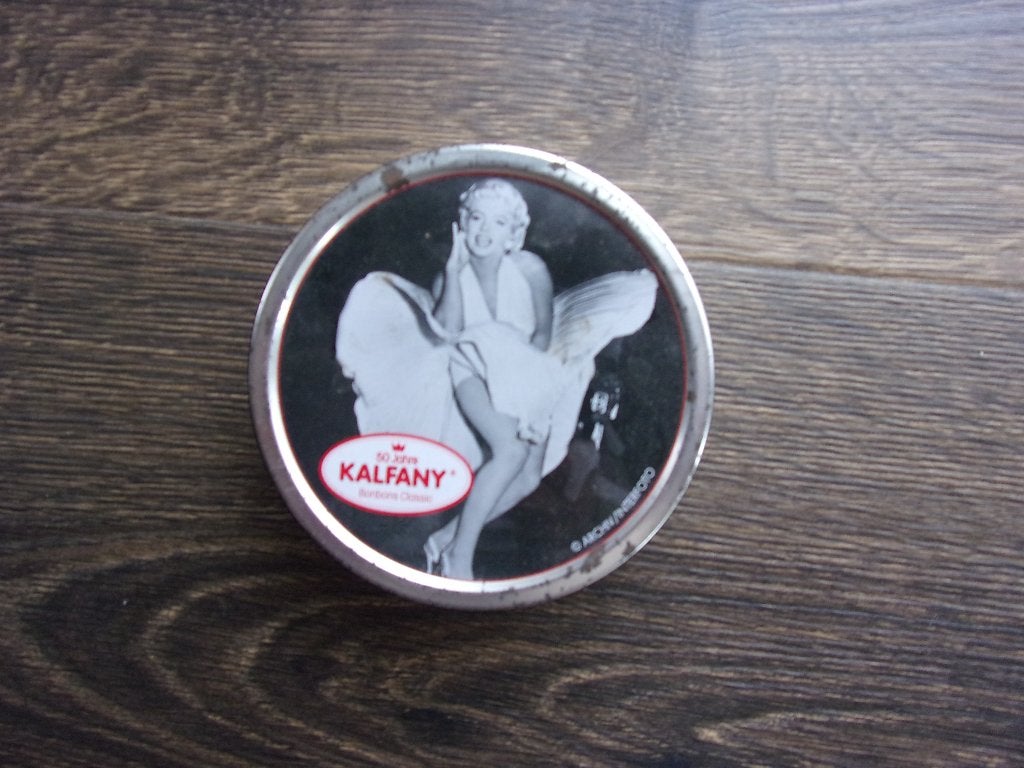 MARILYN MONROE rond kalfany blikje 1999/afbeelding marilyn, Verzamelen, Ophalen, Gebruiksvoorwerp