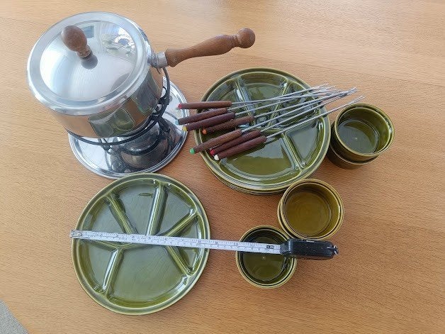 fondue set retro incl. borden en vorken, Ophalen of Verzenden, Huis en Inrichting