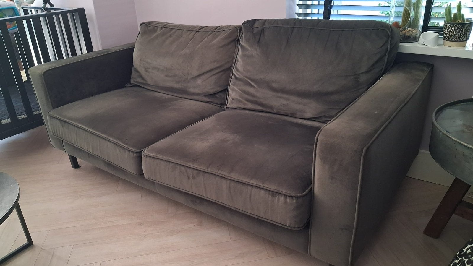 Woood velvet donkergroene 2,5 zitsbank, Huis en Inrichting, Ophalen, Gebruikt, 125 cm of meer, 125 cm of meer