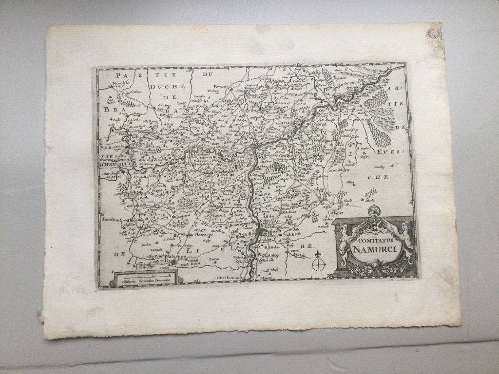 Graafschap Namen, Dinant, Colom, 1660 . Zeldzaam, Antiek en Kunst, 22 cm, Cartografie, 1600 - 1699, Met tekst