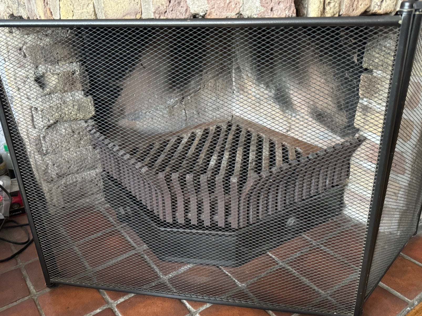 Vonkenscherm en haardstel voor open haard, Ophalen of Verzenden, Gebruikt, Inbouwhaard, Houthaard