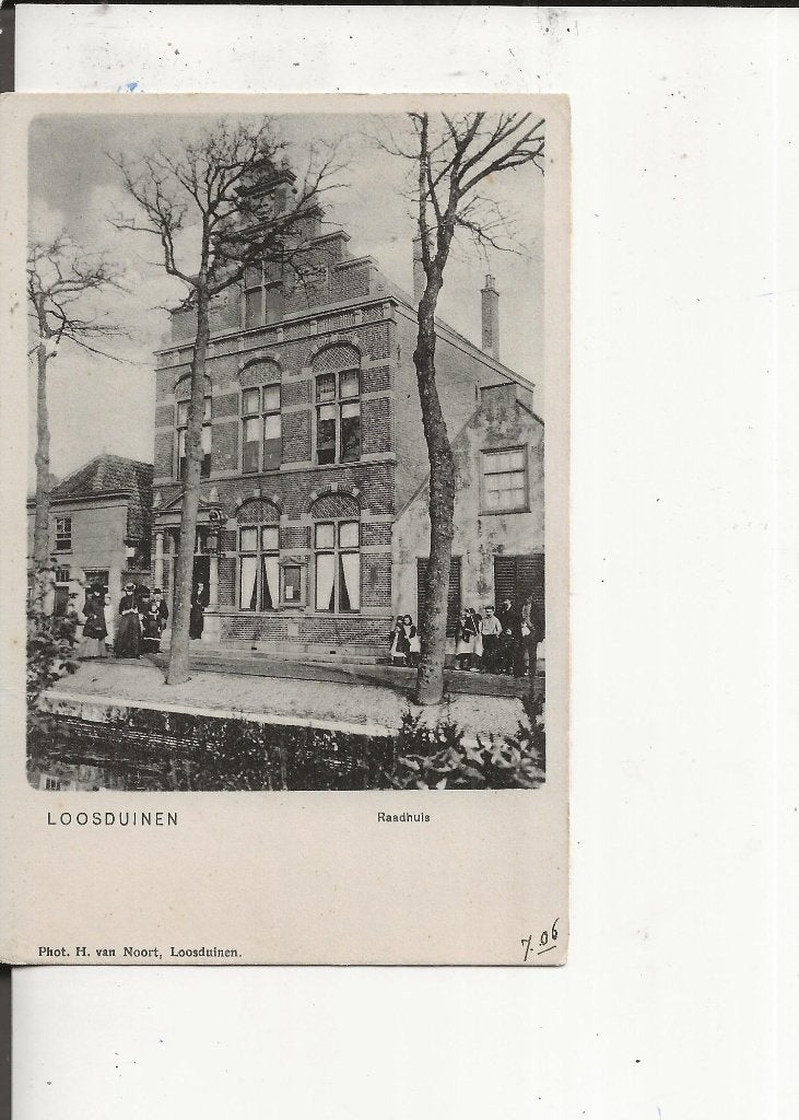 Loosduinen Raadhuis met posanten 1900, Ophalen of Verzenden, Voor 1920, Gelopen, Zuid-Holland