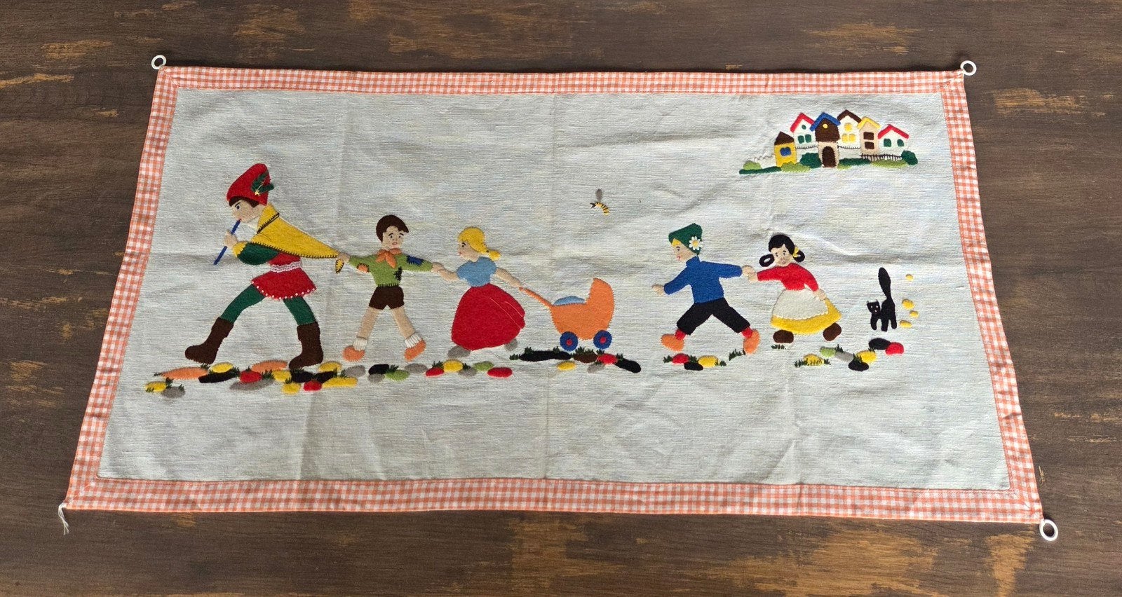 Vintage handgemaakt wandkleed – Jaren 60/70 retro, Ophalen of Verzenden
