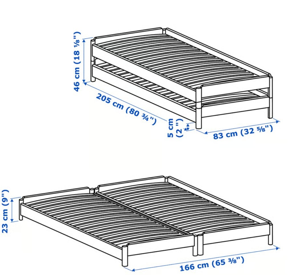 Ikea Stapelbaar bed - 2x 80x200 cm, Ophalen, Overige kleuren, Steigerhout, 80 cm