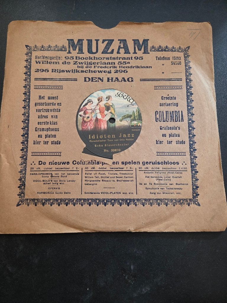 Idioten Jazz & Boxer Trot - Muzam Vintage Beka schellakplaat, Ophalen, Gebruikt, Overige formaten, EP