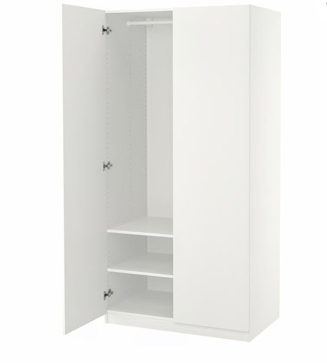 Witte kledingkast met hangruimte en planken, Ophalen, 50 tot 100 cm, Zo goed als nieuw, 150 tot 200 cm