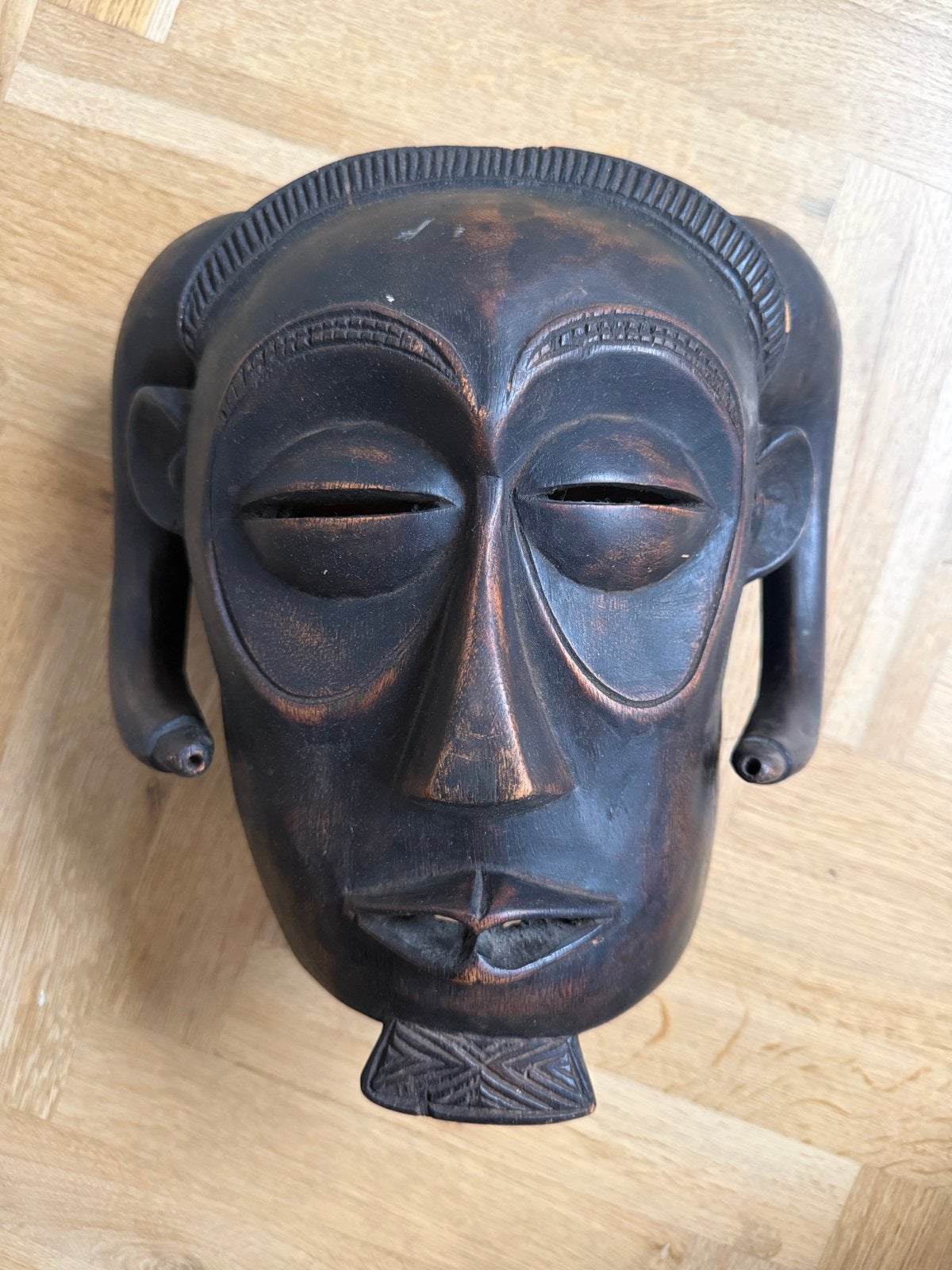 Ceremonieel masker, vermoedelijk Chokwe uit Angola, Antiek en Kunst, Hout, Bruin, Afrika, Masker