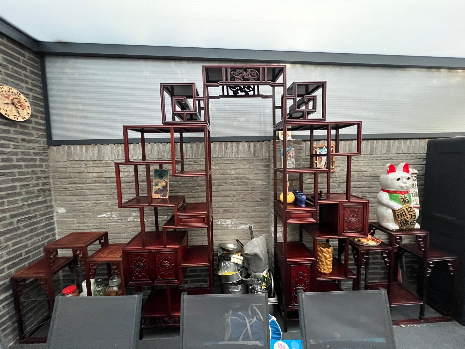 Antieke Chinese Kamer Verdeler Kast - Handgesneden Hout, Ophalen of Verzenden