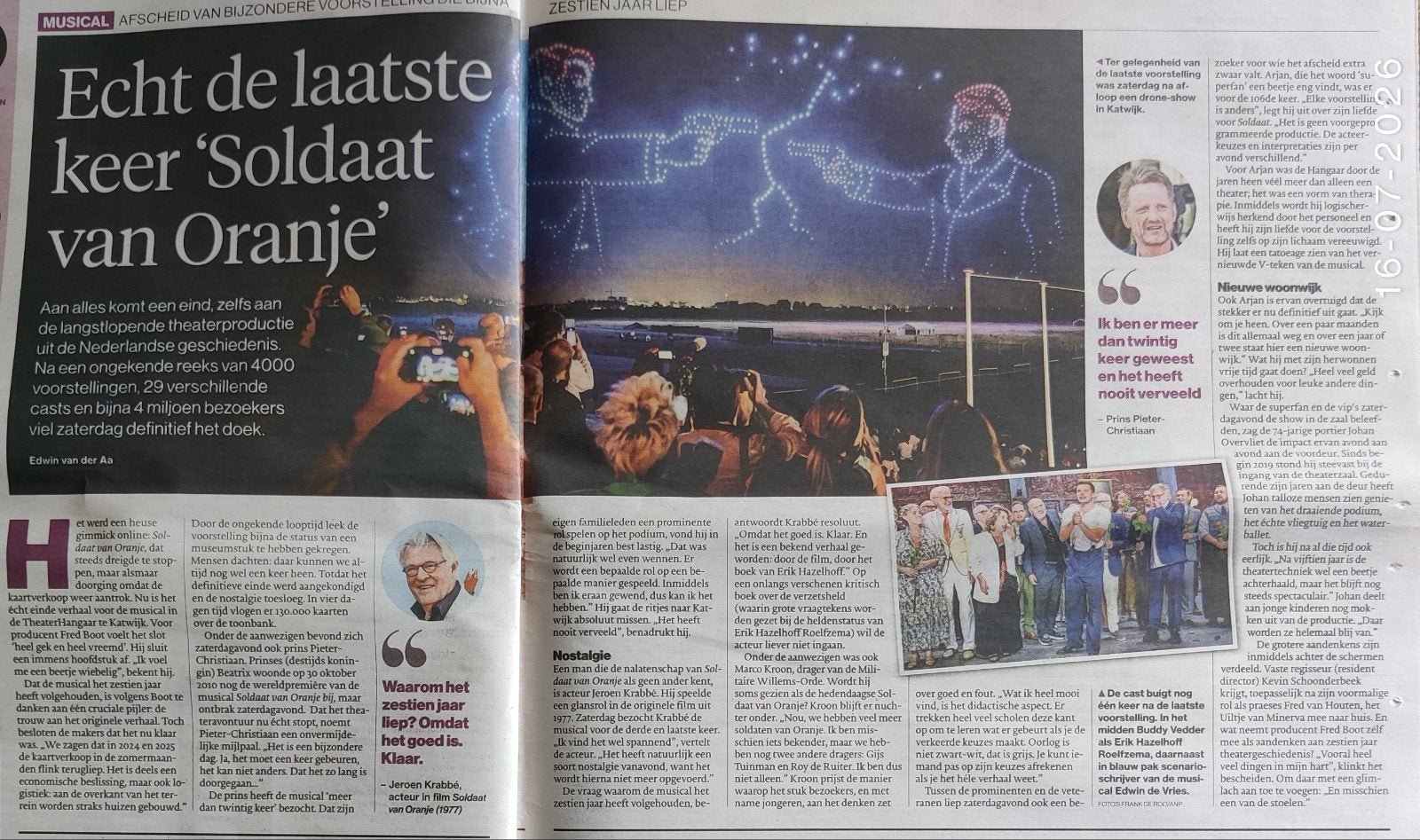 Echt de Laatste keer Soldaat van Oranje Krantenartikel, Verzamelen, Ophalen of Verzenden, 1980 tot heden, Nederland, Knipsel(s)