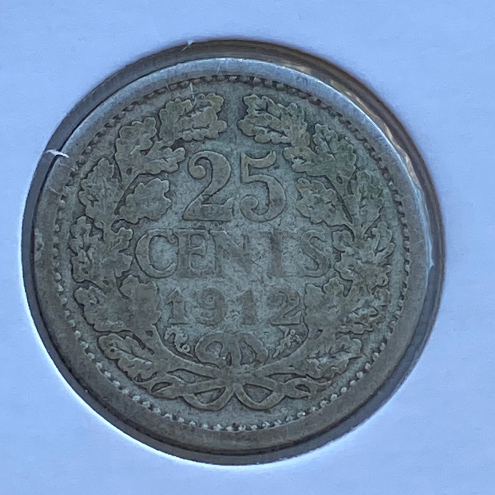 25 Cent Zilver uit 1912 van Wilhelmina, Postzegels en Munten, Munten | Nederland, Verzenden, Zilver, 25 cent, Koningin Wilhelmina