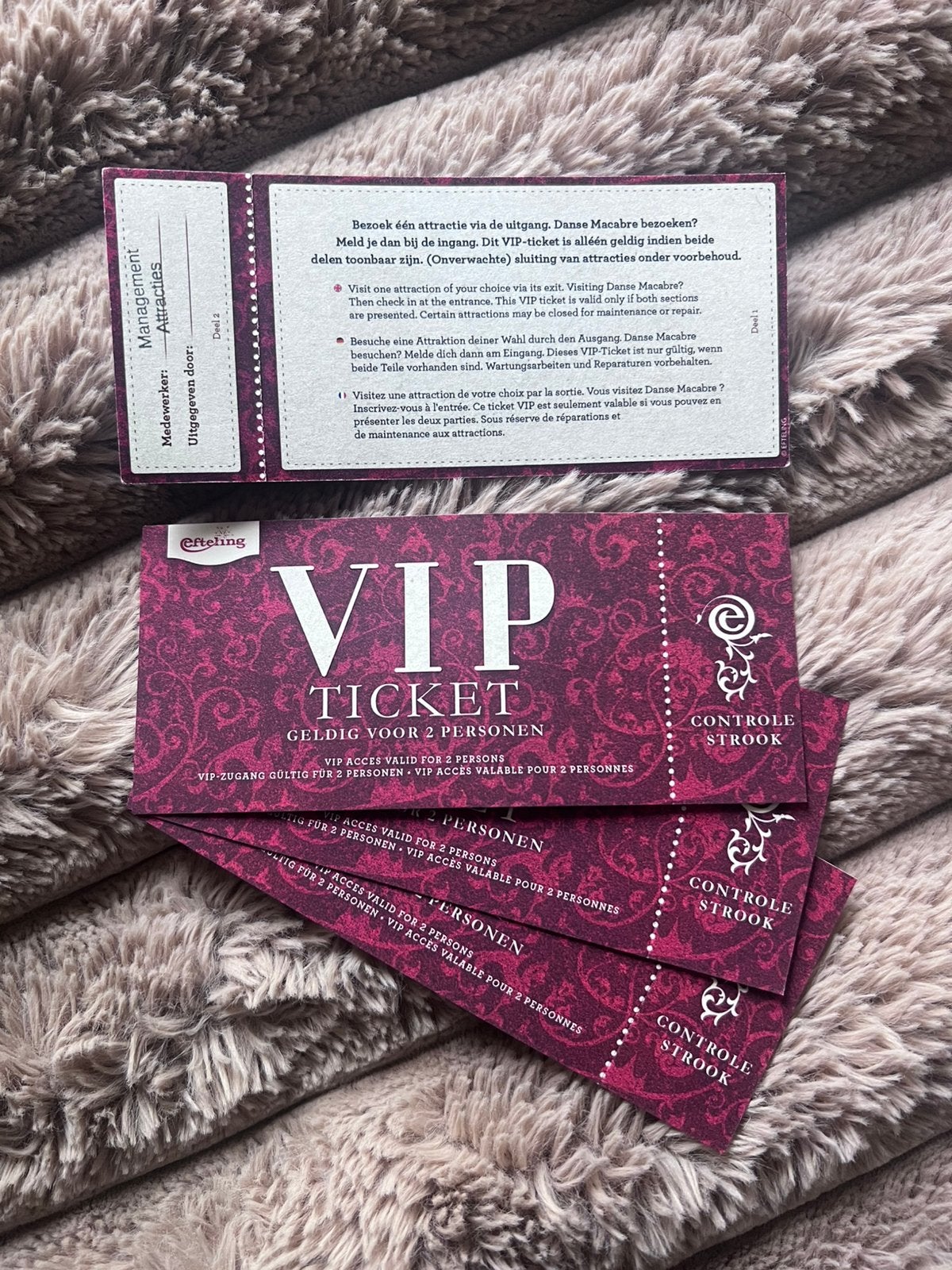 4 Vip tickets Efteling, Ophalen of Verzenden, Nieuw, Overige typen