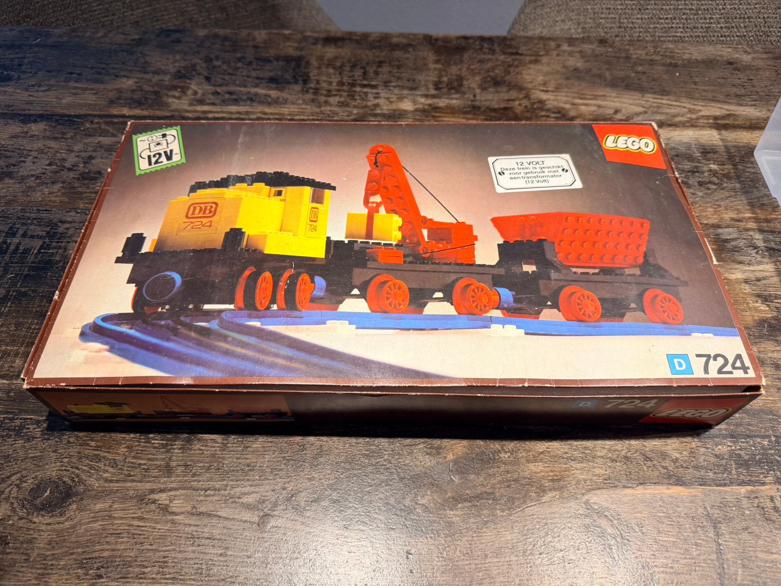 Lego 724 - Vintage 12V Trein: Locomotive with Crane & tipper, Compleet, Overige thema's, Lego, Ophalen of Verzenden