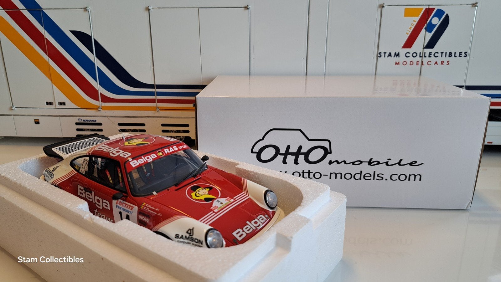 Otto Mobile Porsche 911 SC RS Belga Rally Ypres - 1985, Hobby en Vrije tijd, OttOMobile, Auto, Ophalen of Verzenden, Zo goed als nieuw