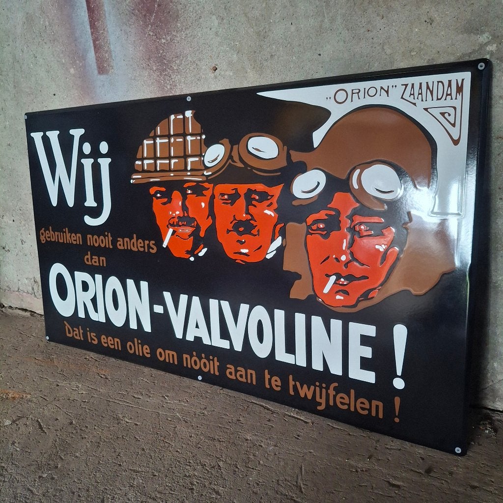 Orion Valvoline - Groot emaille reclamebord, Ophalen of Verzenden